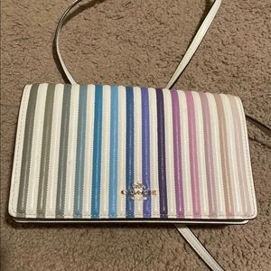 Coach Anna foldover crossbody bag pastel rainbow